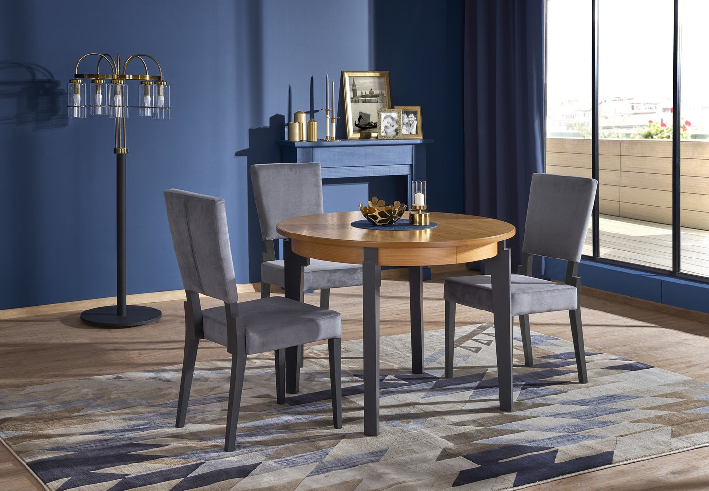 Kitchen Table Sorbus | size: Length: 100cm, Width: 200cm, Height: 77cm, Diameter: 100cm | color: Oak/Grey | image: 5 | variant: 1006406