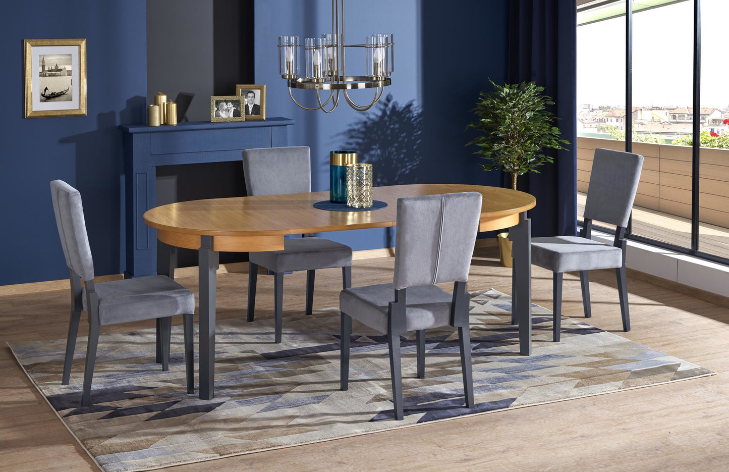 Kitchen Table Sorbus | size: Length: 100cm, Width: 200cm, Height: 77cm, Diameter: 100cm | color: Oak/Grey | image: 6 | variant: 1006406