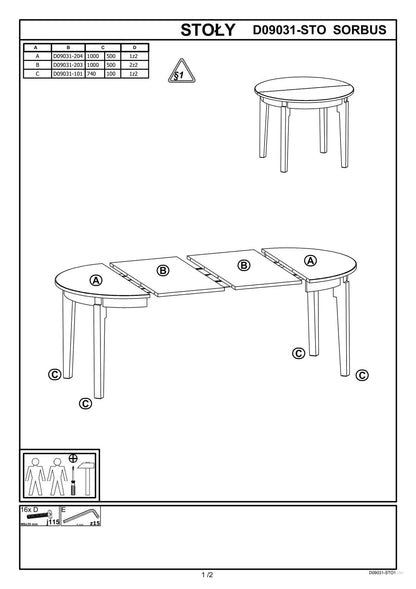 Kitchen Table Sorbus | size: Length: 100cm, Width: 200cm, Height: 77cm, Diameter: 100cm | color: Oak | image: 9 | variant: 1006405