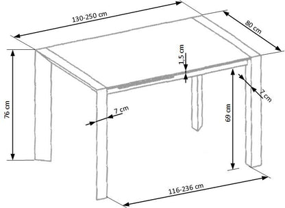 Kitchen Table Stanford XL | size: Length: 80cm, Width: 250cm, Height: 76cm | color: White | image: 8 | variant: 1011296