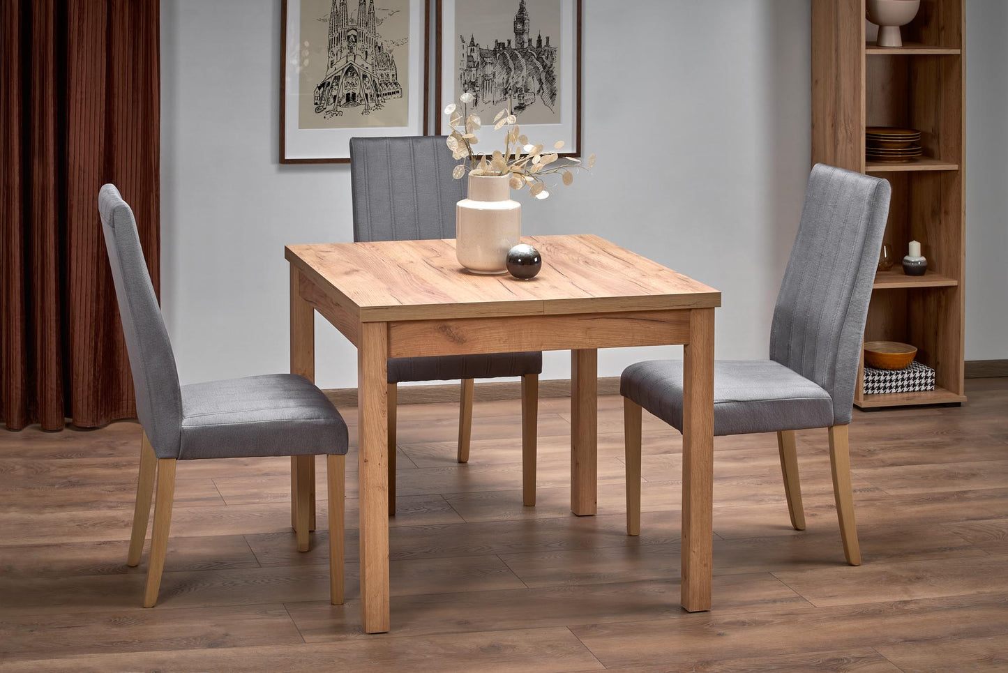 Kitchen Table Tiago 1 | size: Length: 90cm, Width: 125cm, Height: 70cm | color: Oak | image: 2 | variant: 1006416