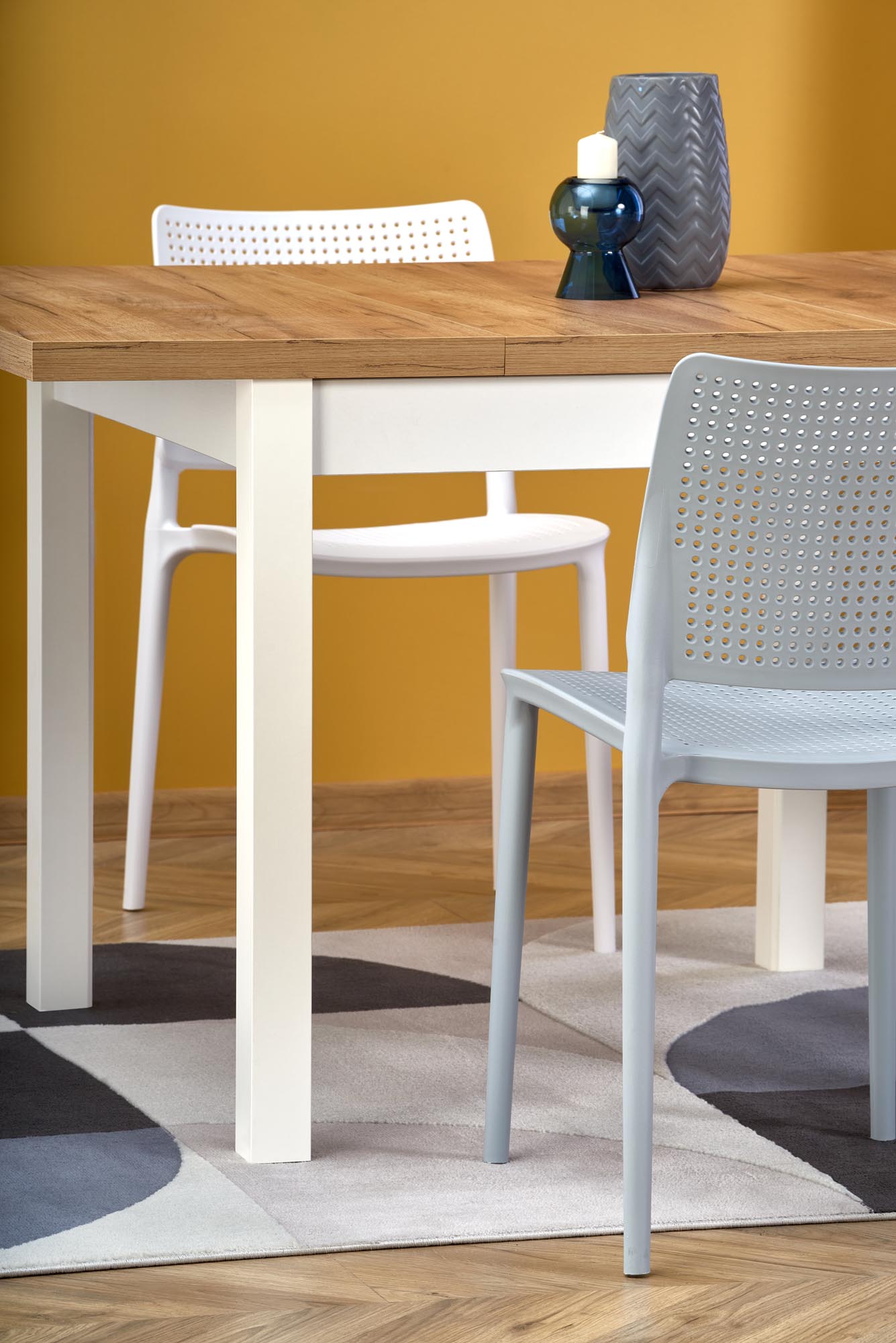 Kitchen Table Tiago 1 | size: Length: 90cm, Width: 125cm, Height: 70cm | color: White/Oak | image: 3 | variant: 1006415