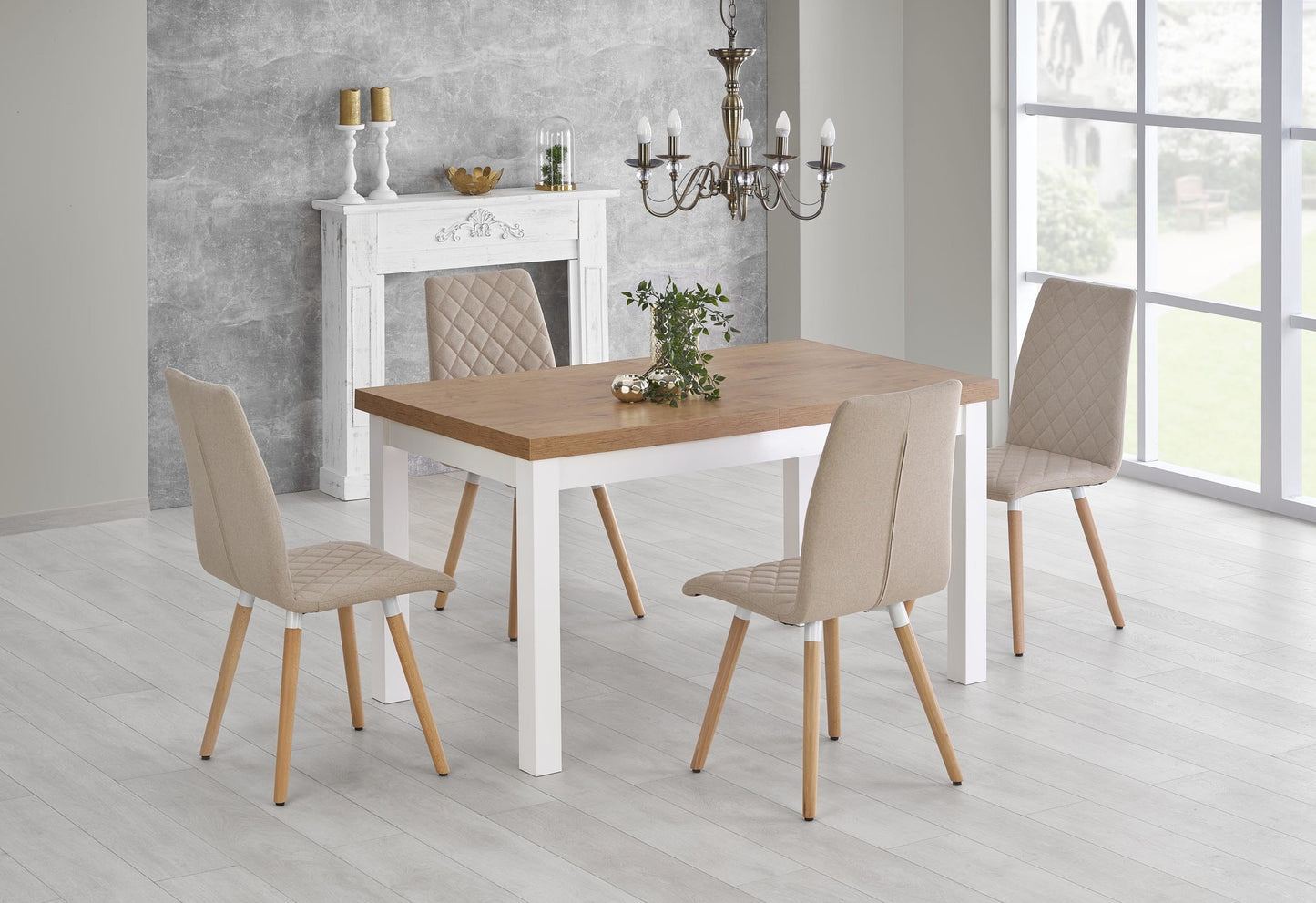 Kitchen Table Tiago | size: Length: 80cm, Width: 220cm, Height: 76cm | color: White/Oak | image: 8 | variant: 1006412