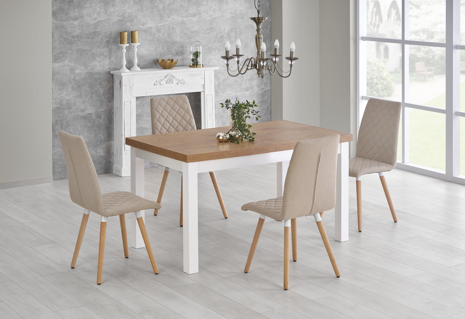 Kitchen Table Tiago | size: Length: 80cm, Width: 220cm, Height: 76cm | color: White/Oak | image: 8 | variant: 1006412