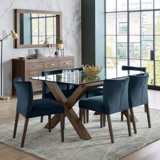 Kitchen Table Turin 4 | size: Length: 90cm, Width: 180cm, Height: 75cm | color: Transparent/Oak | image: 2 | variant: 1011317