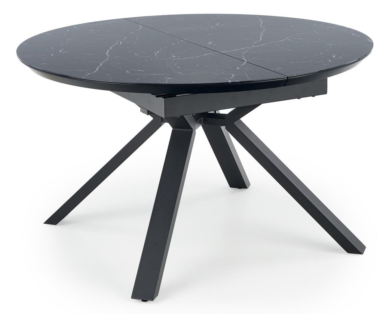 Kitchen Table Vertigo | size: Length: 130cm, Width: 180cm, Height: 76cm, Diameter: 130cm | color: Marble/Black | image: 1 | variant: 1012584