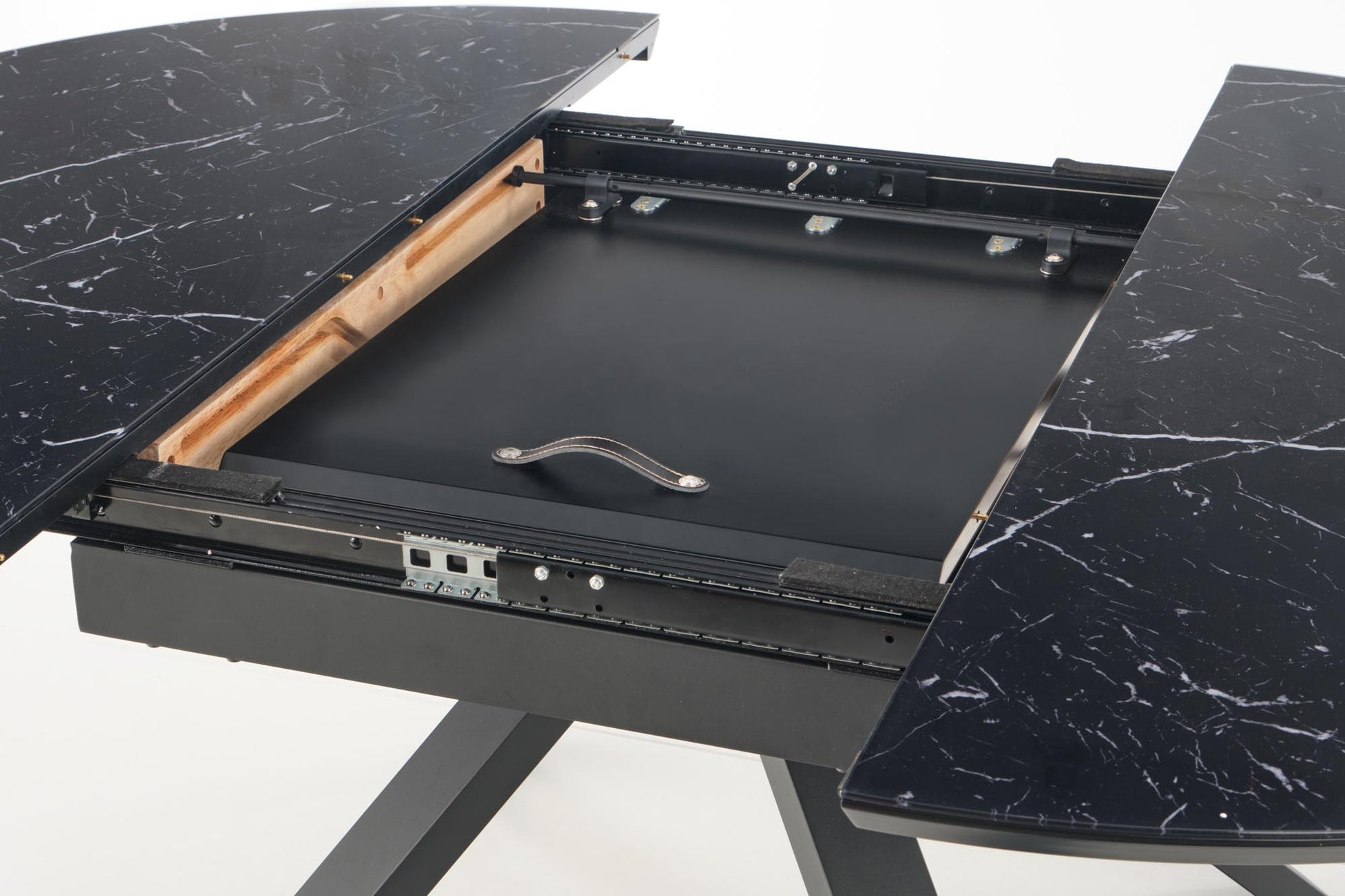 Kitchen Table Vertigo | size: Length: 130cm, Width: 180cm, Height: 76cm, Diameter: 130cm | color: Marble/Black | image: 6 | variant: 1012584