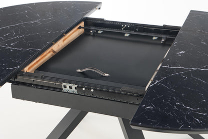 Kitchen Table Vertigo | size: Length: 130cm, Width: 180cm, Height: 76cm, Diameter: 130cm | color: Marble/Black | image: 6 | variant: 1012584