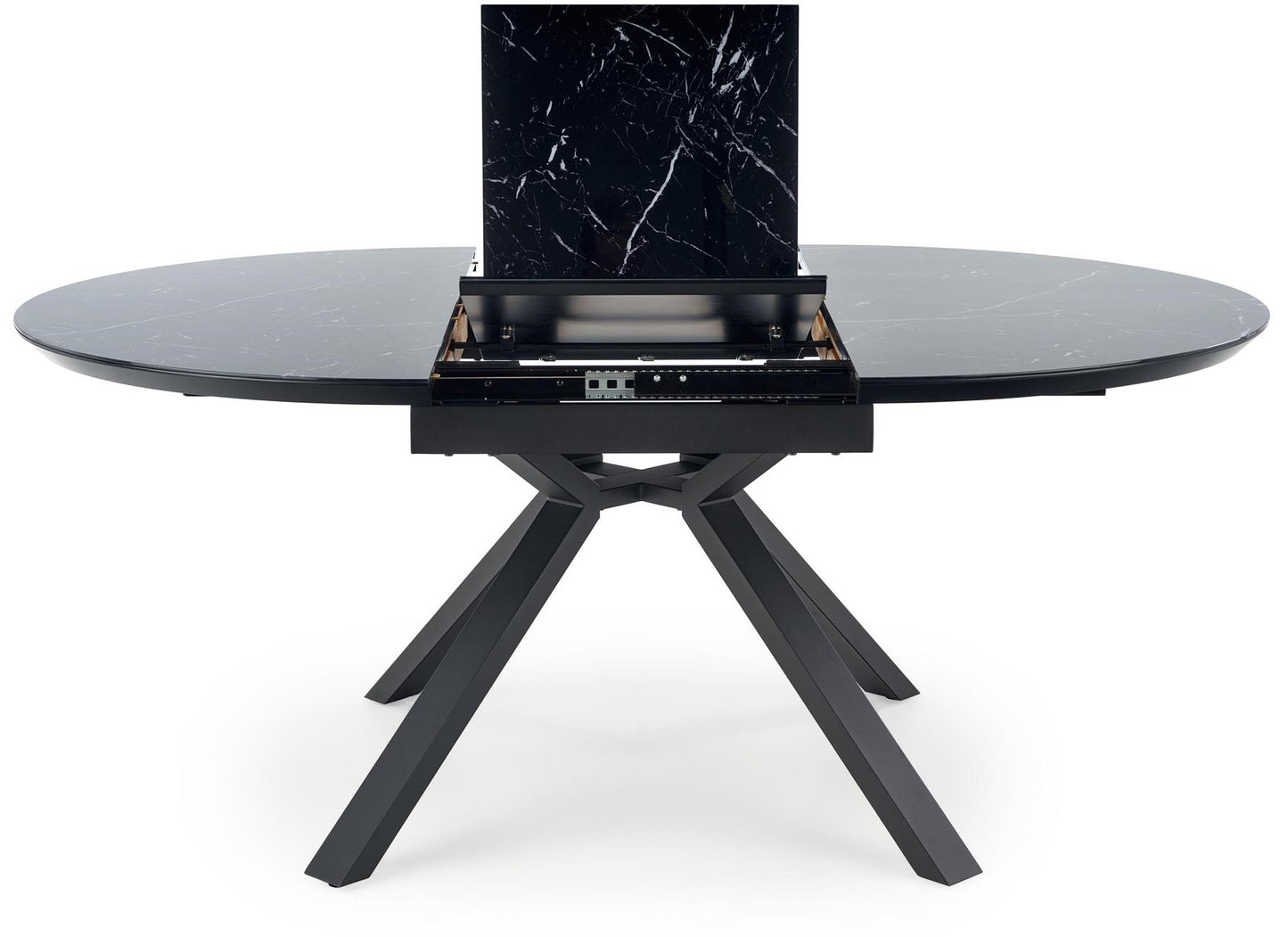 Kitchen Table Vertigo | size: Length: 130cm, Width: 180cm, Height: 76cm, Diameter: 130cm | color: Marble/Black | image: 7 | variant: 1012584