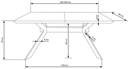 Kitchen Table West Bridlington | size: Length: 90cm, Width: 220cm, Height: 76cm | color: Black/Oak | image: 9 | variant: 1007117