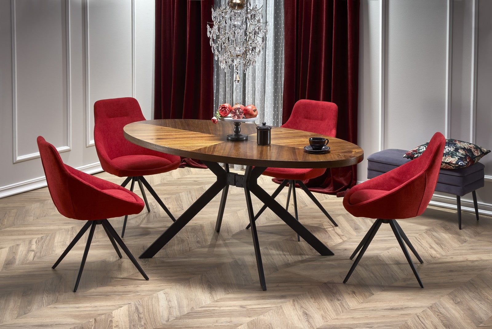 Kitchen Table West Croydon | size: Length: 90cm, Width: 170cm, Height: 75cm | color: Black/Walnut | image: 2 | variant: 1007265