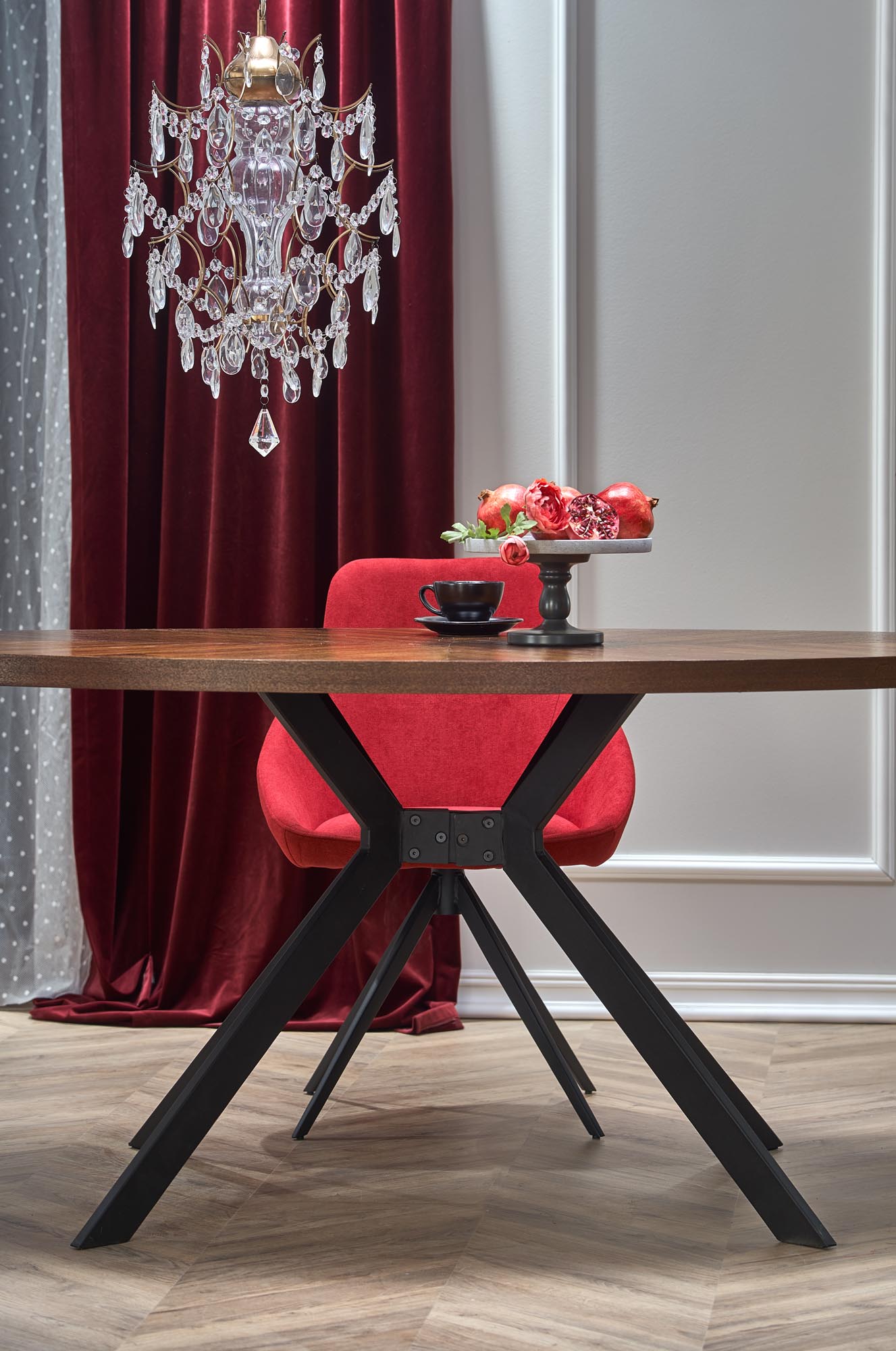 Kitchen Table West Croydon | size: Length: 90cm, Width: 170cm, Height: 75cm | color: Black/Walnut | image: 4 | variant: 1007265