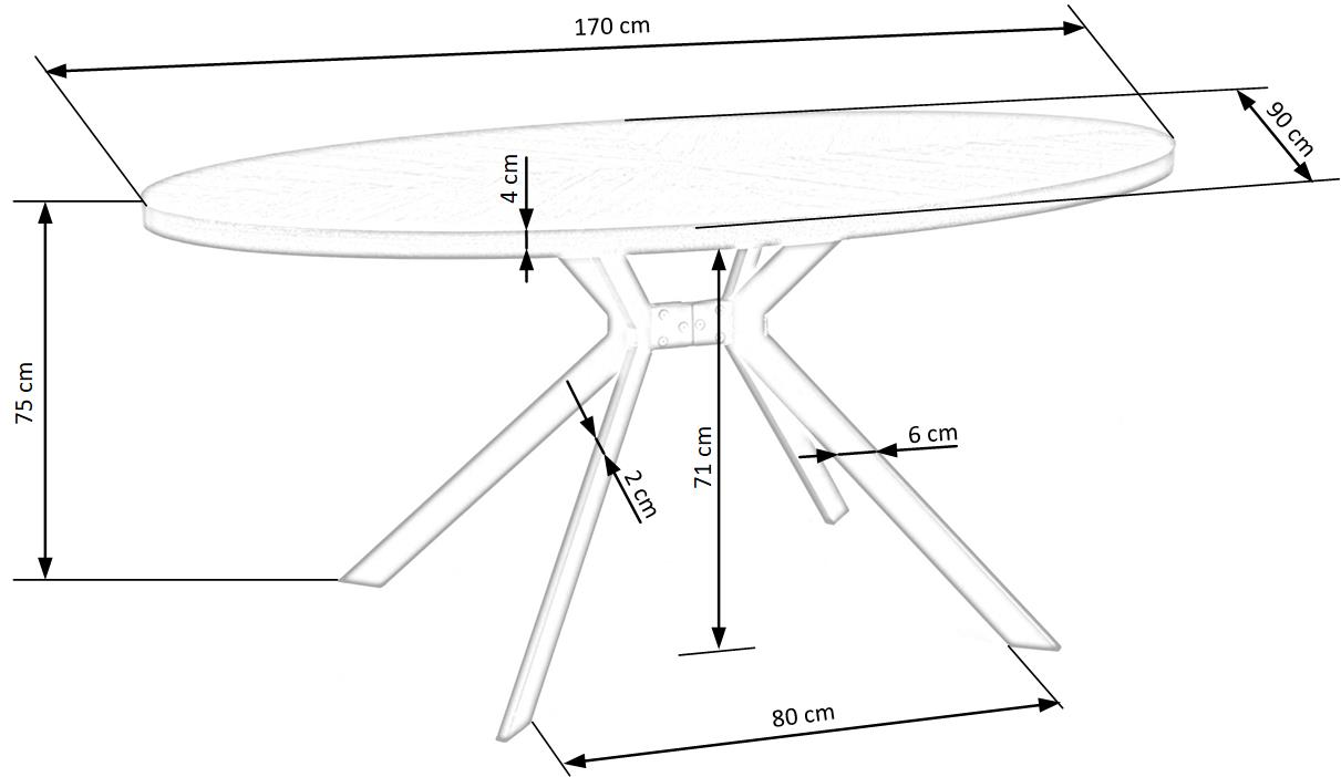 Kitchen Table West Croydon | size: Length: 90cm, Width: 170cm, Height: 75cm | color: Black/Walnut | image: 9 | variant: 1007265