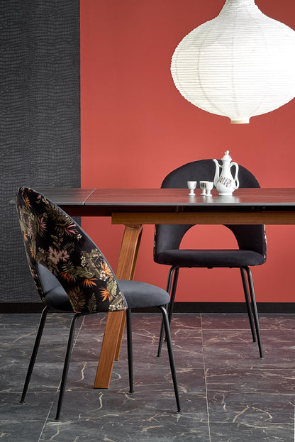 Kitchen Table West Narberth | size: Length: 82cm, Width: 200cm, Height: 76cm | color: Marble/Black/Walnut | image: 3 | variant: 1007406
