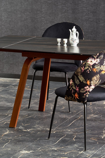 Kitchen Table West Narberth | size: Length: 82cm, Width: 200cm, Height: 76cm | color: Marble/Black/Walnut | image: 4 | variant: 1007406