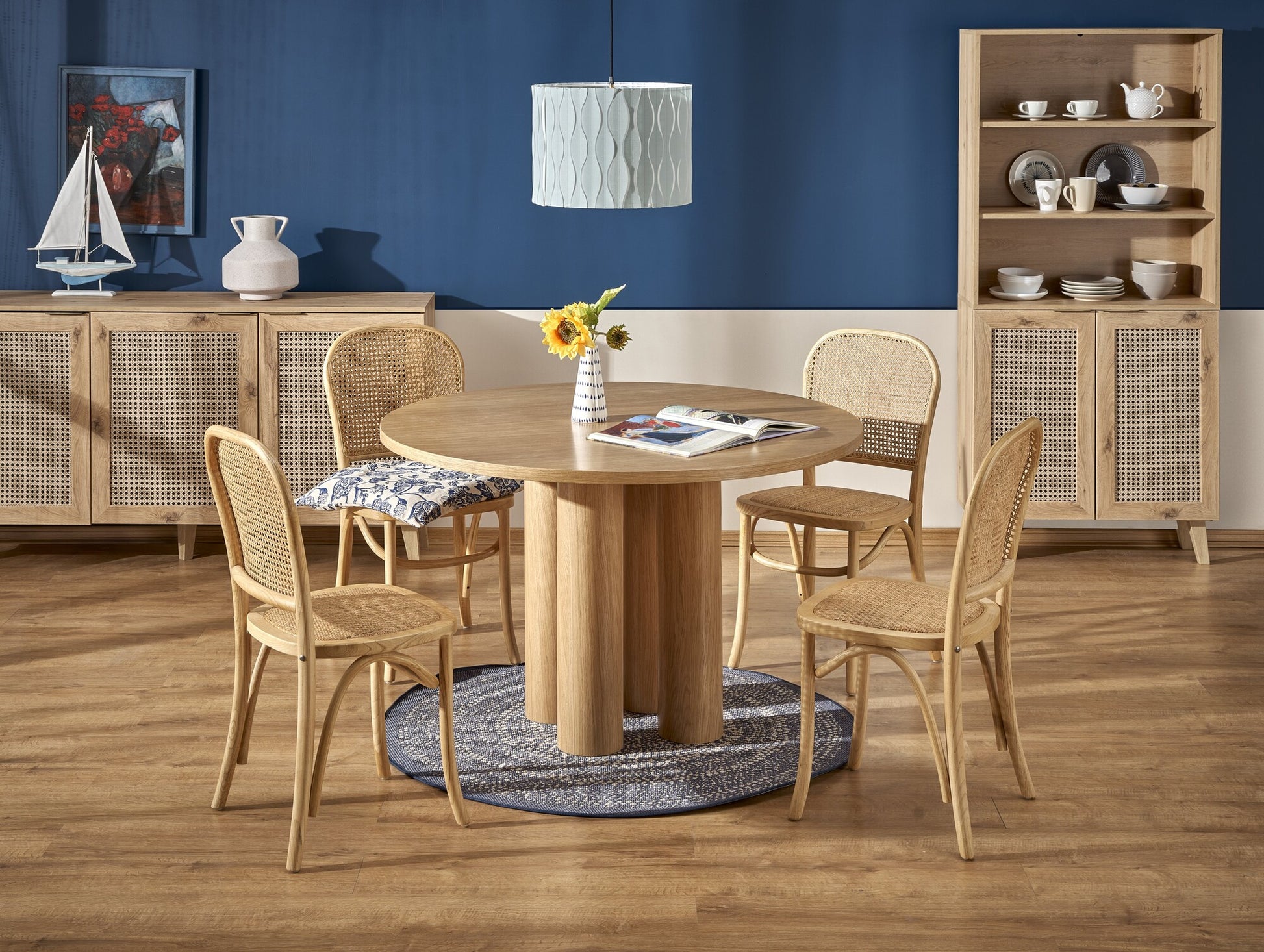 Kitchen Table West Newtown | size: Length: 120cm, Width: 120cm, Height: 77cm, Diameter: 120cm | color: Oak | image: 1 | variant: 1007391