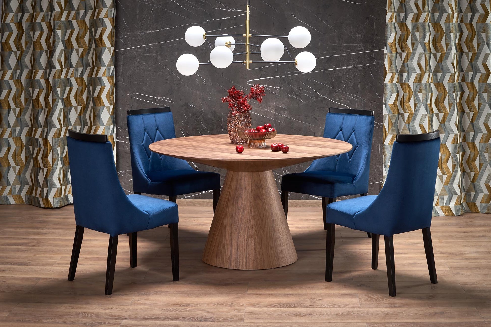 Kitchen Table West St Davids | size: Length: 136cm, Width: 136cm, Height: 78cm, Diameter: 136cm | color: Walnut | image: 2 | variant: 1007403