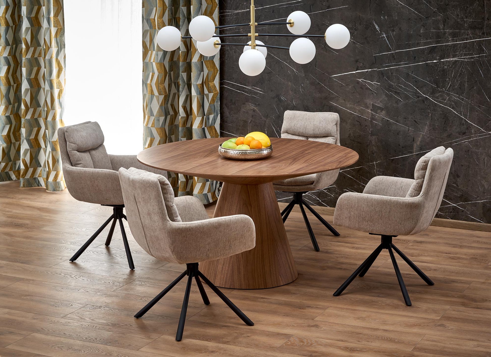 Kitchen Table West St Davids | size: Length: 136cm, Width: 136cm, Height: 78cm, Diameter: 136cm | color: Walnut | image: 3 | variant: 1007403