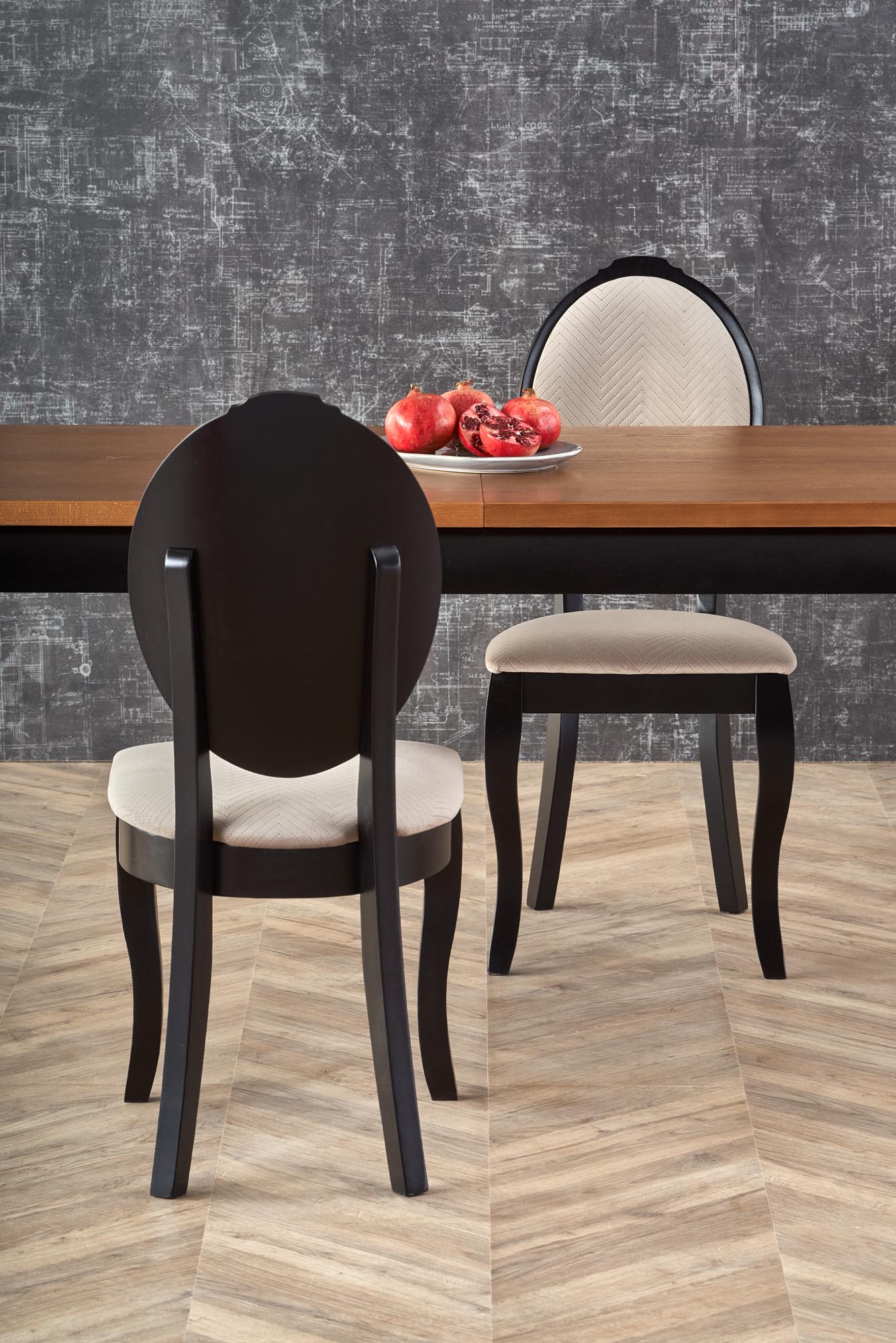 Kitchen Table Windsor | size: Length: 90cm, Width: 240cm, Height: 76cm | color: Black/Oak | image: 7 | variant: 1006425