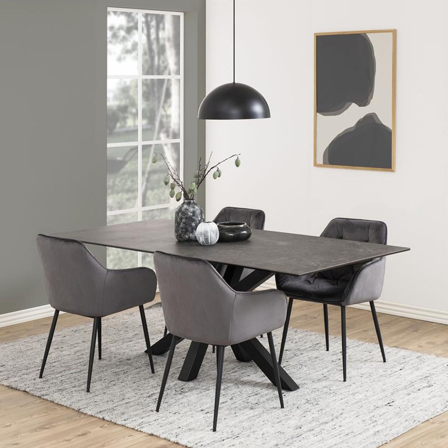 Kitchen Table Zurich | size: Length: 100cm, Width: 200cm, Height: 75.5cm | color: Black | image: 2 | variant: 1001563