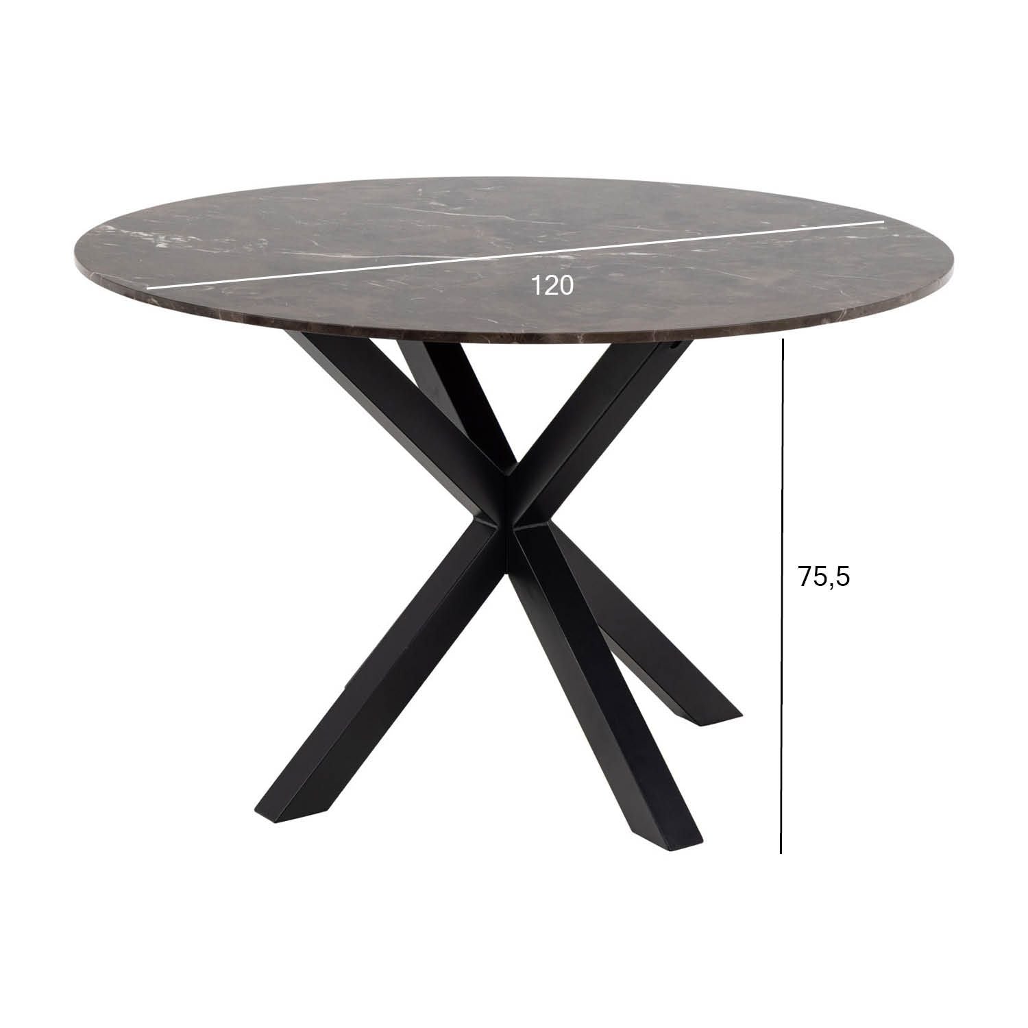 Kitchen Table Zurich | size: Length: 120cm, Width: 120cm, Height: 75.5cm, Diameter: 120cm | color: Brown | image: 4 | variant: 1006504