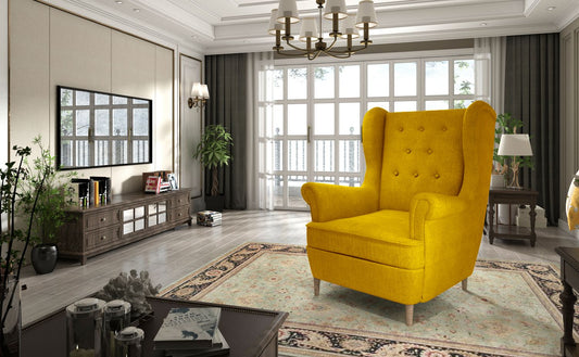 Lounge Chair Aros 1 | size: Width: 107cm, Height: 103cm, Depth: 90cm | color: Yellow | image: 1 | variant: 1014063