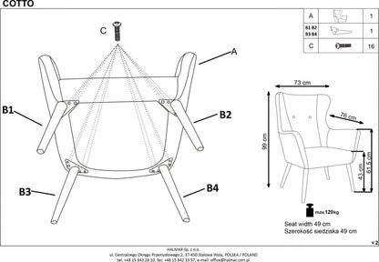 Lounge Chair Bari | size: Width: 73cm, Height: 99cm, Depth: 76cm | color: Blue | image: 10 | variant: 1002732