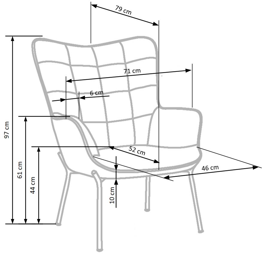 Lounge Chair Castel 2 | size: Width: 71cm, Height: 97cm, Depth: 79cm | color: Blue | image: 2 | variant: 1004599
