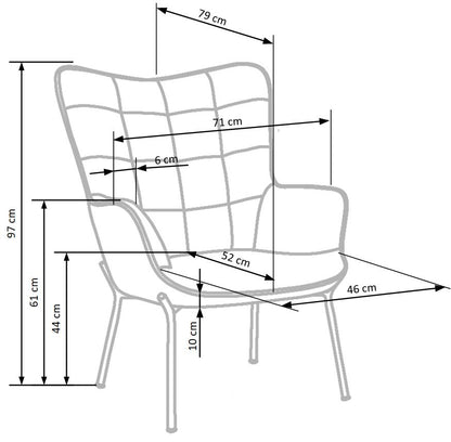 Lounge Chair Castel 2 | size: Width: 71cm, Height: 97cm, Depth: 79cm | color: Pink | image: 2 | variant: 1004600