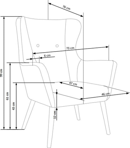 Lounge Chair Cotto | size: Width: 73cm, Height: 99cm, Depth: 76cm | color: Blue | image: 9 | variant: 1004627