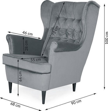 Lounge Chair Derby | size: Width: 68cm, Height: 101cm, Depth: 90cm | color: Gray | image: 3 | variant: 1004057