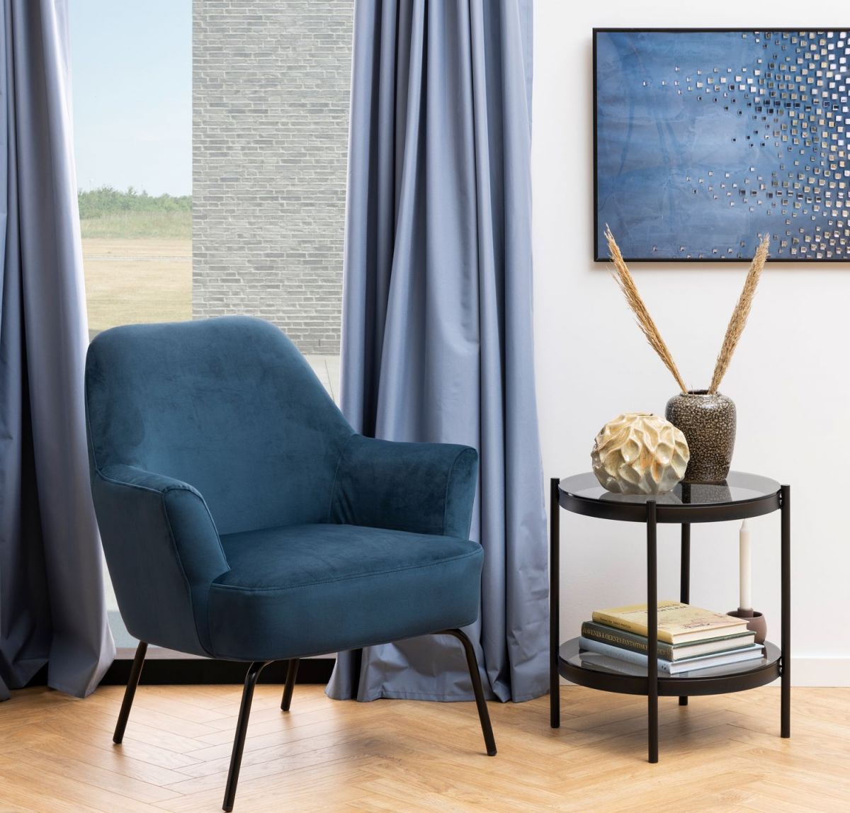 Lounge Chair Framlingham | size: Width: 75cm, Height: 83cm, Depth: 75cm | color: Blue | image: 4 | variant: 1001043