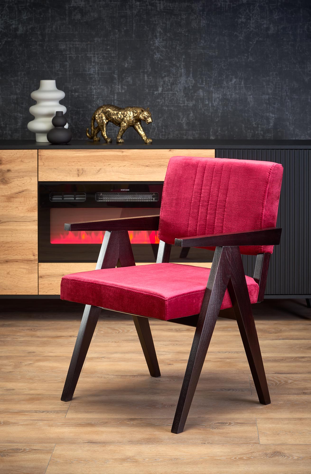 Lounge Chair Latina | size: Width: 58cm, Height: 84cm, Depth: 61cm | color: Black/Red | image: 2 | variant: 1002790