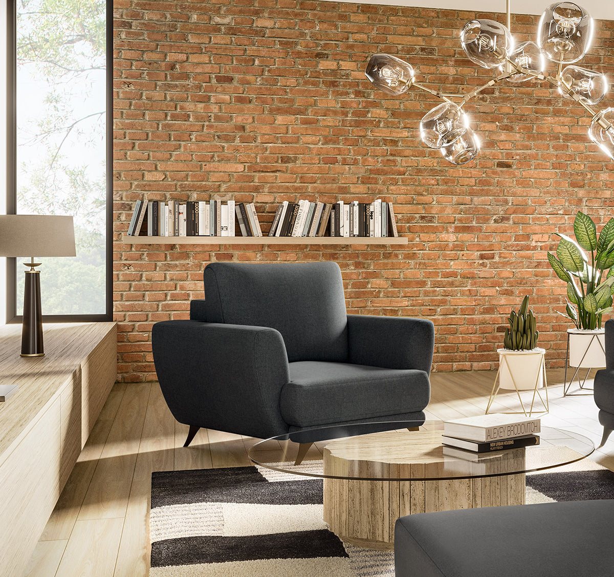 Lounge Chair Megis | size: Width: 102cm, Height: 87cm, Depth: 94cm | color: Flores | image: 1 | variant: 1004434