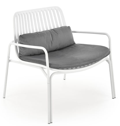 Lounge Chair Melby Leisure | size: Width: 77cm, Height: 75cm, Depth: 66cm | color: White/Grey | image: 1 | variant: 1004679