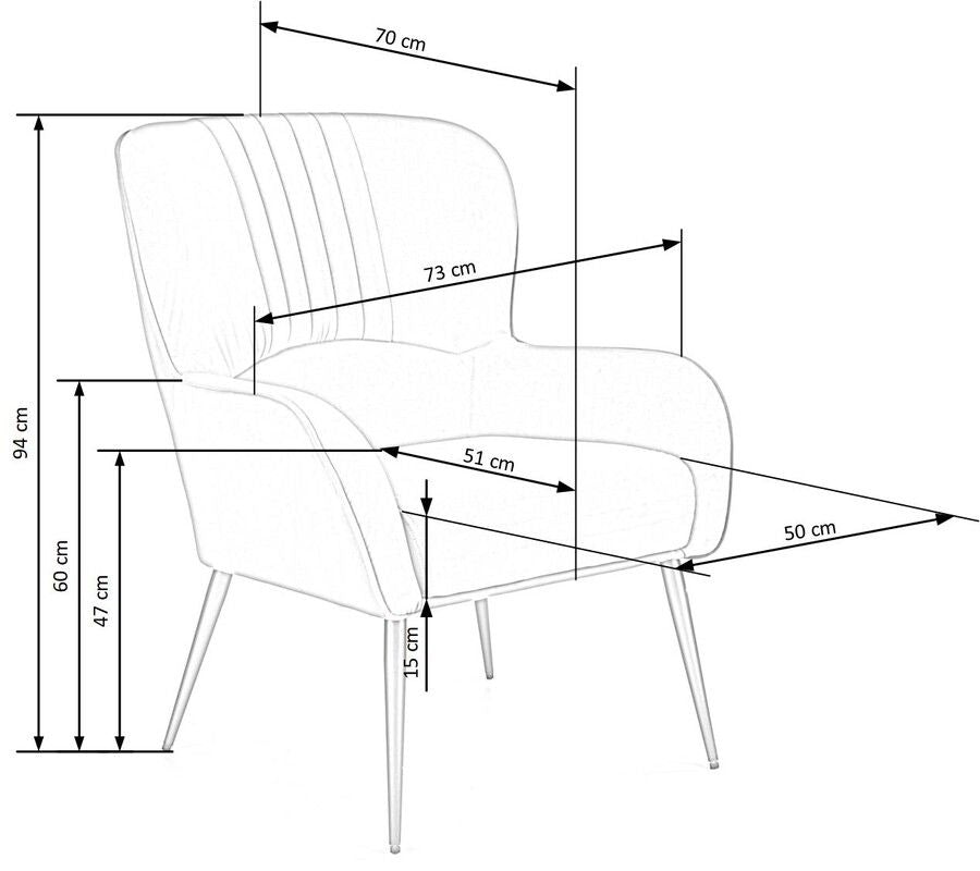 Lounge Chair Pordenone | size: Width: 73cm, Height: 94cm, Depth: 70cm | color: Gray | image: 9 | variant: 1002849