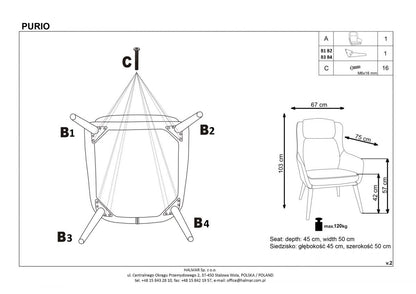 Lounge Chair Purio | size: Width: 67cm, Height: 103cm, Depth: 75cm | color: Gray | image: 7 | variant: 1004707