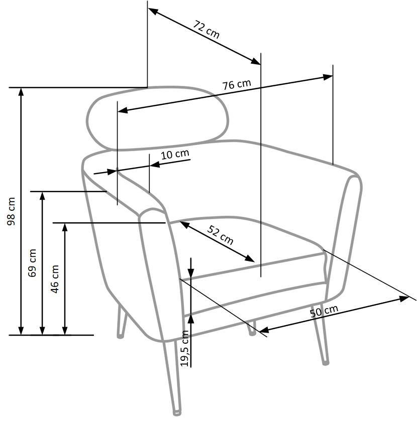 Lounge Chair Salerno | size: Width: 74cm, Height: 96cm, Depth: 70cm | color: Gray | image: 8 | variant: 1002788