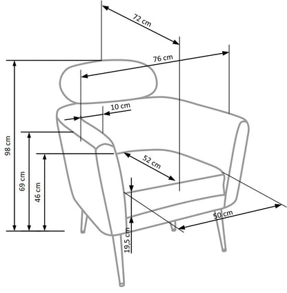 Lounge Chair Salerno | size: Width: 74cm, Height: 96cm, Depth: 70cm | color: Gray | image: 8 | variant: 1002788