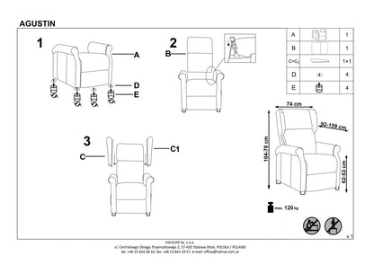 Lounge Chair St Denis | size: Width: 75cm, Height: 107cm, Depth: 92cm | color: Gray | image: 9 | variant: 1002672
