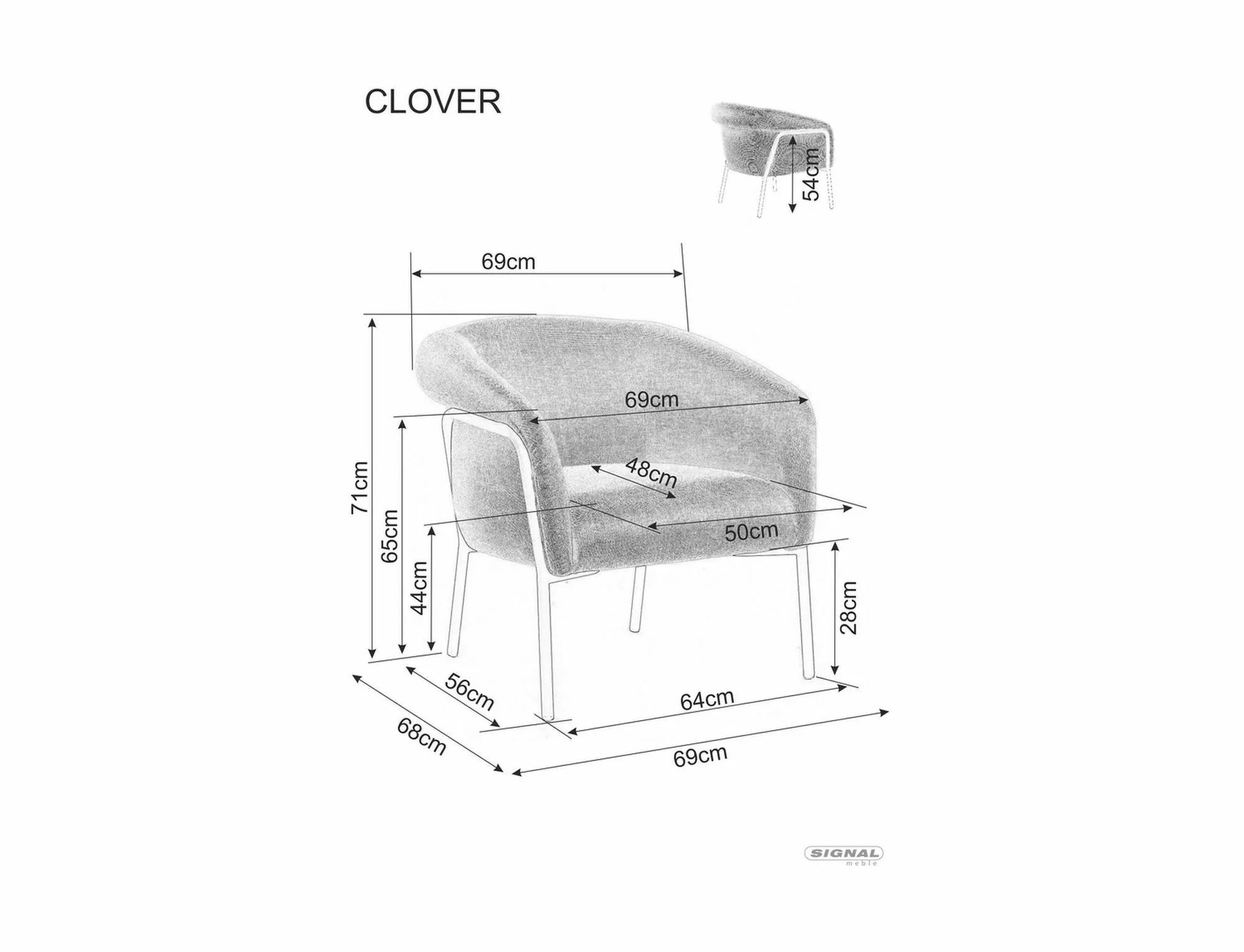 Lounge Chair Sunderland | size: Width: 69cm, Height: 71cm, Depth: 68cm | color: Gray | image: 5 | variant: 1004038