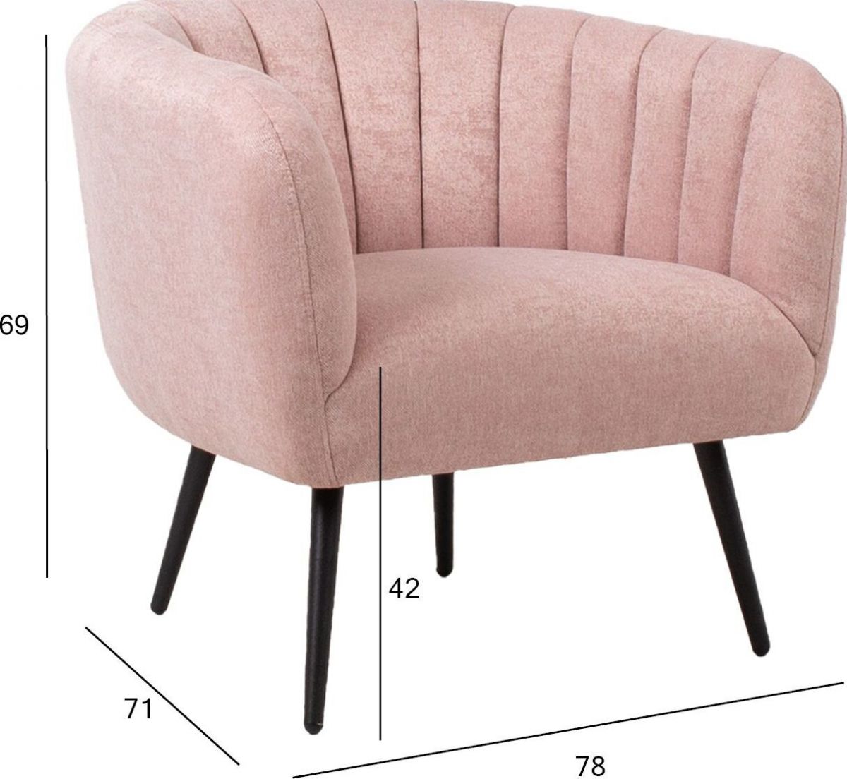 Lounge Chair Tucker | size: Width: 78cm, Height: 69cm, Depth: 71cm | color: Pink | image: 6 | variant: 1004932