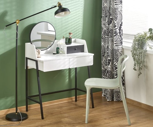 Makeup Table Agnes | size: Length: 42cm, Width: 80cm, Height: 120cm | color: White/Black | image: 1 | variant: 1012981