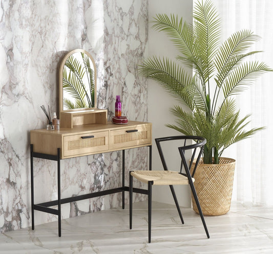 Makeup Table Carmen | size: Length: 35cm, Width: 104cm, Height: 136cm | color: Brown/Black | image: 1 | variant: 1012982