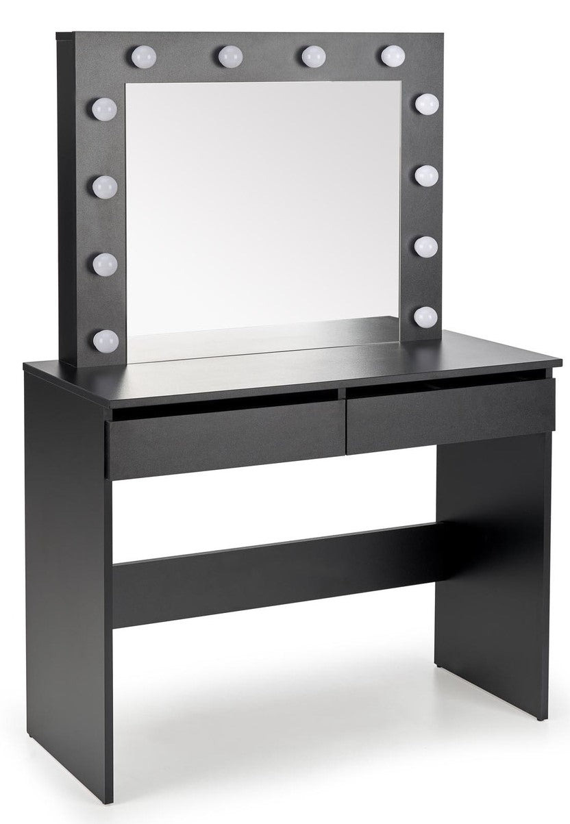 Makeup Table Hollywood | size: Length: 43cm, Width: 94cm, Height: 140cm | color: Black | image: 1 | variant: 1012984