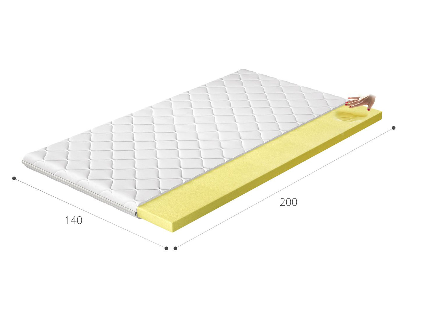 Mattress Topper Lecco 3 | size: Length: 200cm, Width: 140cm | image: 2 | variant: 1014973