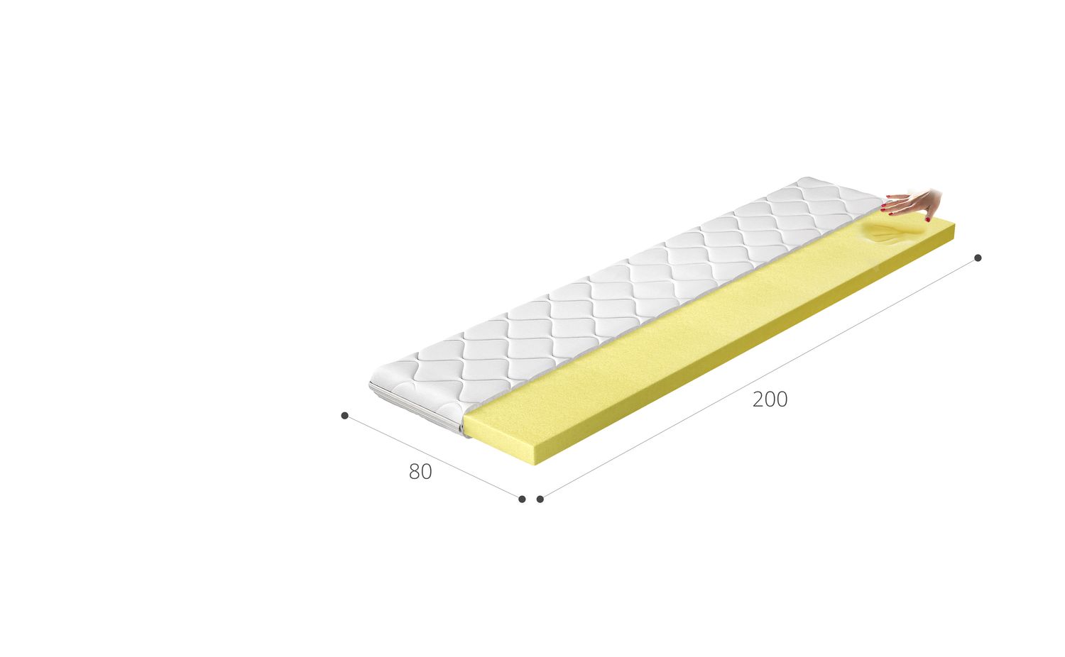Mattress Topper Lecco | size: Length: 200cm, Width: 80cm | image: 2 | variant: 1014970