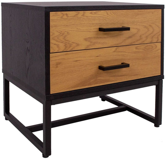Nightstand Amsterdam | size: Length: 50cm, Width: 40cm, Height: 50cm | color: Black/Oak | image: 1 | variant: 1012418
