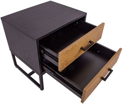 Nightstand Amsterdam | size: Length: 50cm, Width: 40cm, Height: 50cm | color: Black/Oak | image: 4 | variant: 1012418