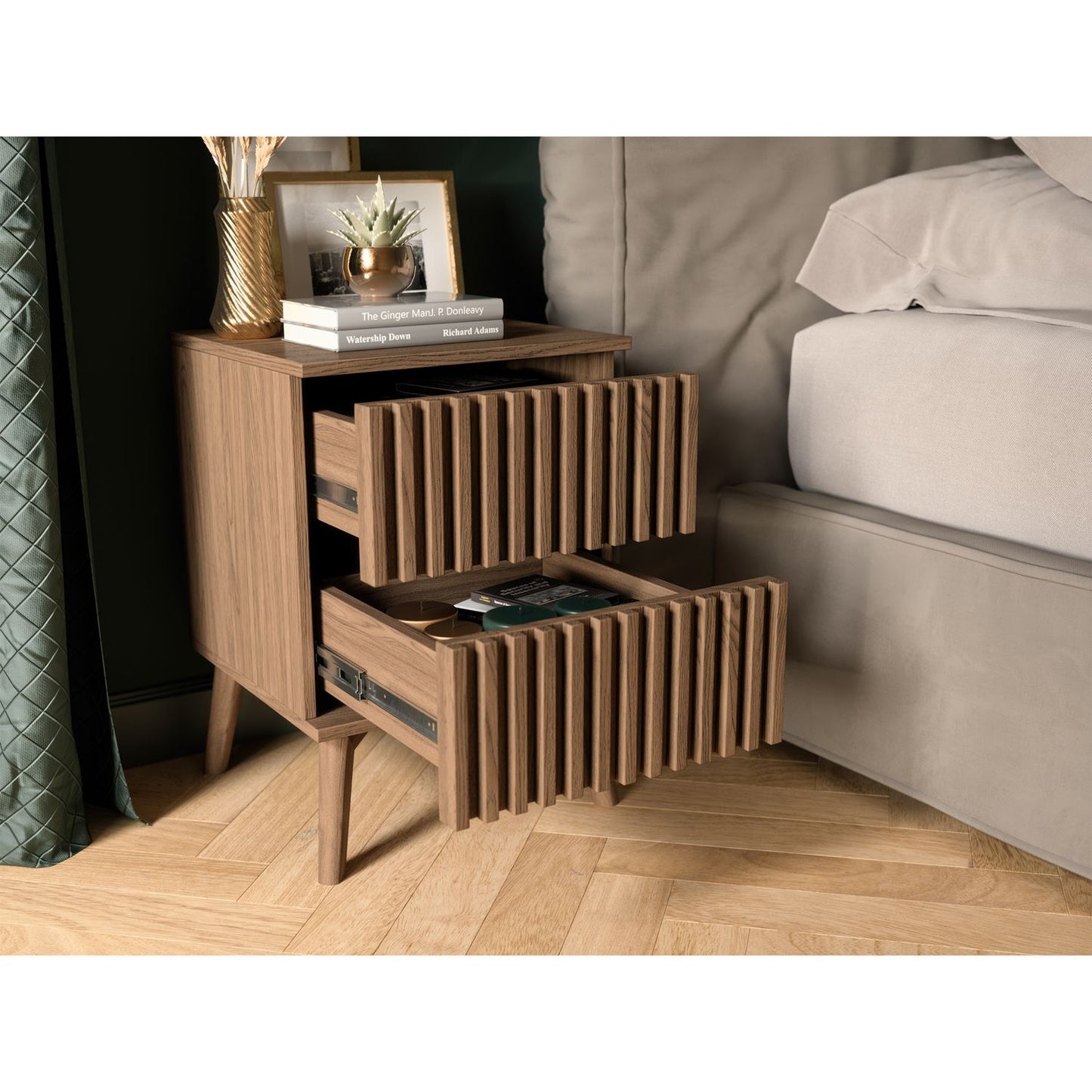 Nightstand Entsian | size: Width: 40cm, Height: 52cm, Depth: 40cm | color: Oak | image: 3 | variant: 1017009
